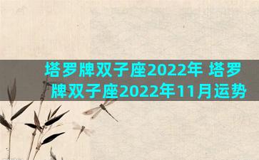塔罗牌双子座2022年 塔罗牌双子座2022年11月运势